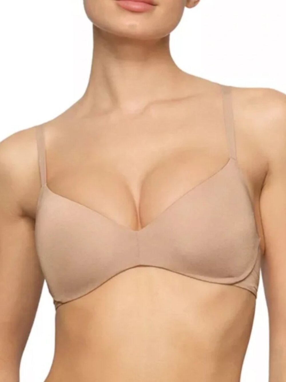 SKIMS Wireless Form Push Up Plunge Bra Womens 36B Clay Soft Foam Padded NEW